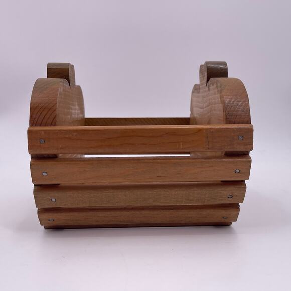 Handmade Decorative Wooden Basket Apple Shaped Storage Box Heart Stem 6 inch - Picture 5 of 11